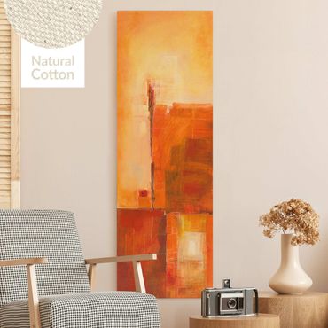 Leinwandbild - Abstrakt Orange Braun - Panorama Hochformat 1:3
