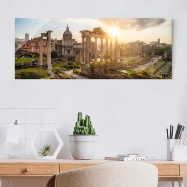 Glasbild - Forum Romanum bei Sonnenaufgang - Panorama