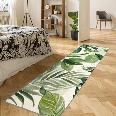 Teppich - Aquarell Tropische Blätter und Ranken