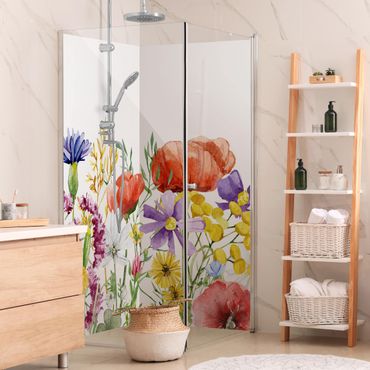 Duschrückwand - Aquarellierte Blumen