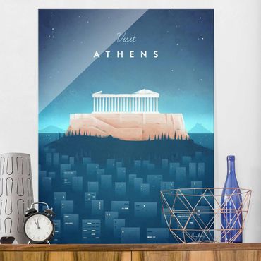 Glasbild - Reiseposter - Athen - Hochformat 4:3