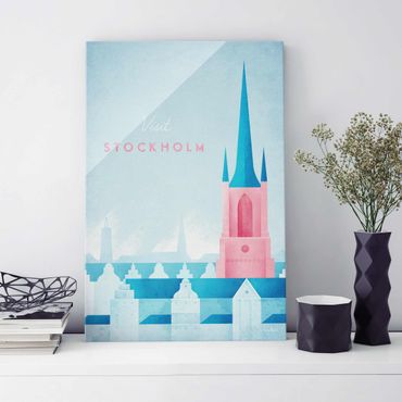 Glasbild - Reiseposter - Stockholm - Hochformat 3:2