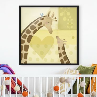 Bild mit Rahmen - Mama und ich - Giraffen - Quadrat 1:1