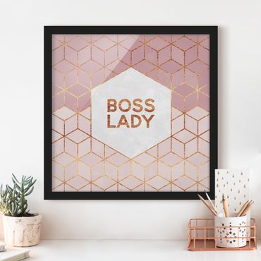 Bild mit Rahmen - Boss Lady Sechsecke Rosa - Quadrat 1:1