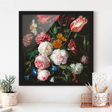 Bild mit Rahmen - Jan Davidsz de Heem - Stillleben mit Blumen in einer Glasvase - Quadrat 1:1
