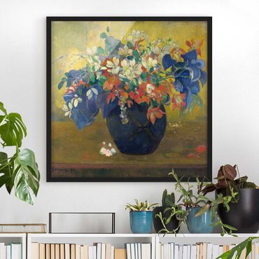 Bild mit Rahmen - Paul Gauguin - Vase mit Blumen - Quadrat 1:1
