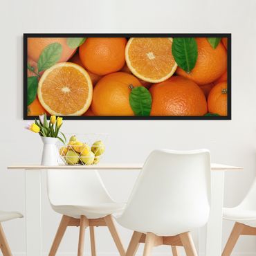 Bild mit Rahmen - Saftige Orangen - Panorama Querformat