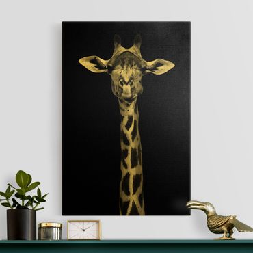 Leinwandbild - Dunkles Giraffen Portrait - Hochformat 3:2