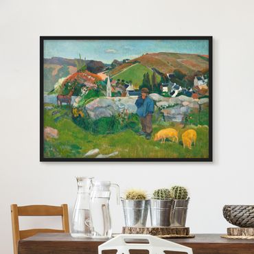 Bild mit Rahmen - Paul Gauguin - Der Schweinehirt - Querformat 3:4