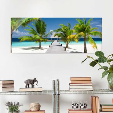 Glas-Bild Wandbilder Druck auf Glas 125x50 Deko Landschaften Seychellen Strand 