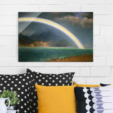 Glasbild - Kunstdruck Albert Bierstadt - Regenbogen über dem Jenny Lake, Wyoming - Quer 3:2