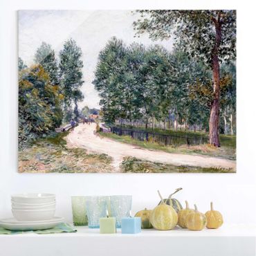Glasbild - Kunstdruck Alfred Sisley - Die Straße nach Saint-Mammes - Am Morgen - Quer 4:3