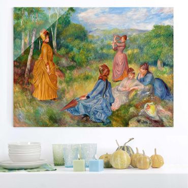 Glasbild - Kunstdruck Auguste Renoir - Junge Mädchen beim Federballspiel - Impressionismus Quer 4:3