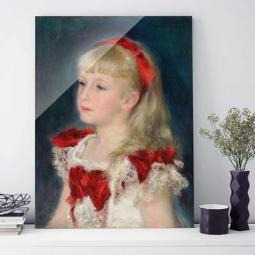 Glasbild - Kunstdruck Auguste Renoir - Mademoiselle Grimprel mit rotem Haarband - Impressionismus Hoch 3:4