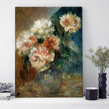 Glasbild - Kunstdruck Auguste Renoir - Vase mit Pfingstrosen - Impressionismus Hoch 3:4