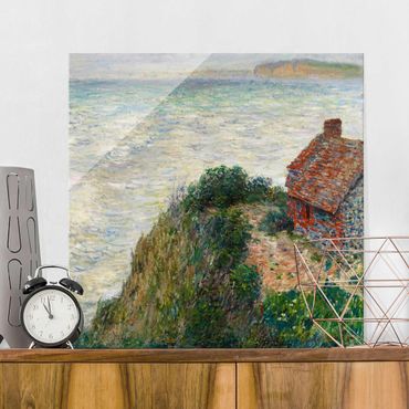 Glasbild - Kunstdruck Claude Monet - Fischerhaus in Petit Ailly - Impressionismus Quadrat 1:1