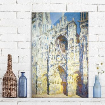 Glasbild - Kunstdruck Claude Monet - Portal der Kathedrale von Rouen mit Turm Saint-Romain in voller Sonne - Impressionismus Hoch 2:3