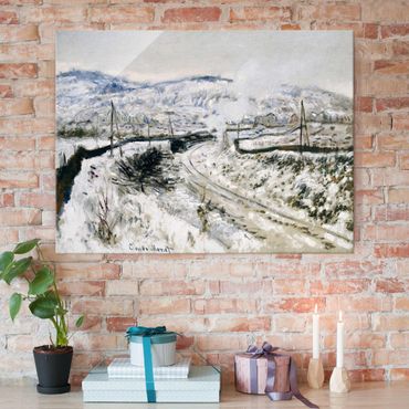Glasbild - Kunstdruck Claude Monet - Zug im Schnee bei Argenteuil - Impressionismus Quer 4:3