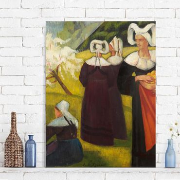 Glasbild - Kunstdruck Emile Bernard - Apfelpflückerinnen in Pont-Aven - Hoch 3:4