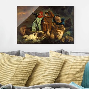 Glasbild - Kunstdruck Eugène Delacroix - Dante und Virgil in der Hölle (oder: Die Dante-Barke) - Quer 3:2