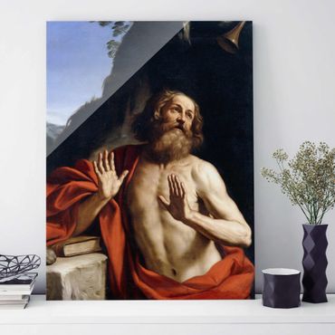 Glasbild - Kunstdruck Guercino - Der heilige Hieronymus in der Wüste - Hoch 3:4