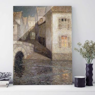 Glasbild - Kunstdruck Henri Le Sidaner - Die Häuser am Fluss, Chartres - Hoch 3:4