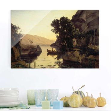 Glasbild - Kunstdruck Jean-Baptiste Camille Corot - Landschaft bei Riva am Gardasee - Quer 3:2