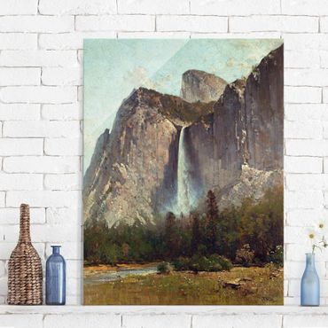 Glasbild - Kunstdruck Thomas Hill - Bridal Veil Falls - Yosemite Valley - Hoch 3:4