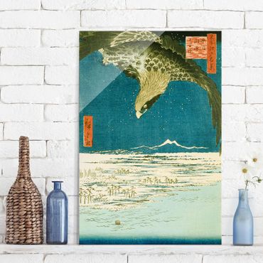 Glasbild - Kunstdruck Utagawa Hiroshige - Die Hunderttausend-Tsubo-Ebene bei Fukagawa Susaki - Hoch 2:3