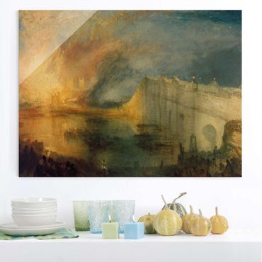 Glasbild - Kunstdruck William Turner - Der Brand des Parlamentsgebäudes - Romantik Quer 4:3