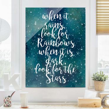Glasbild - Sternenhimmel Regenbogen - Hochformat 4:3