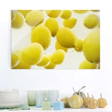 Glasbild Küche - Zitronen im Wasser - Quer 3:2