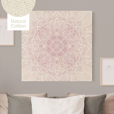 Leinwandbild Natur - Mandala Aquarell Ornament rosa - Quadrat 1:1