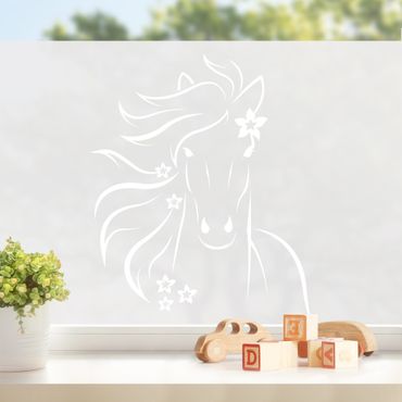 Sichtschutzfolie Pferd mit Blüten