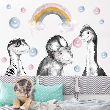 Wandtattoo - Regenbogen Dino Set