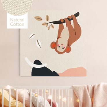 Leinwandbild Natur - Süße Tierillustration - Affe - Quadrat 1:1