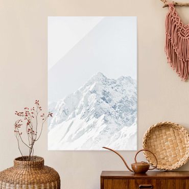 Glasbild - Weiße Berge - Hochformat
