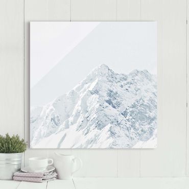 Glasbild - Weiße Berge - Quadrat