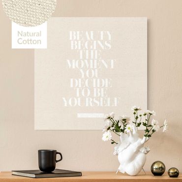 Leinwandbild Natur - Weißes Zitat - Be yourself Coco Chanel - Quadrat 1:1