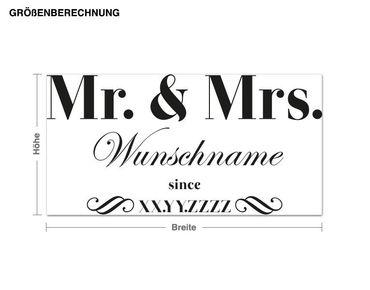 Wunschtext-Wandtattoo Mr. & Mrs. Name