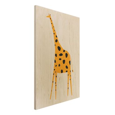 Holzbild - Gelbe Giraffe - Hochformat 3:2