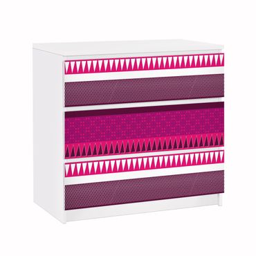 Möbelfolie für IKEA Malm Kommode - Klebefolie Pink Ethnomix