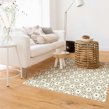 Vinyl-Teppich - Orientalisches Muster mit gelben Sternen - Quadrat 1:1
