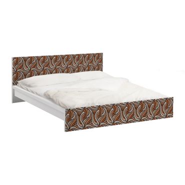 Möbelfolie für IKEA Malm Bett niedrig 180x200cm - Klebefolie Holzschnitt in Braun
