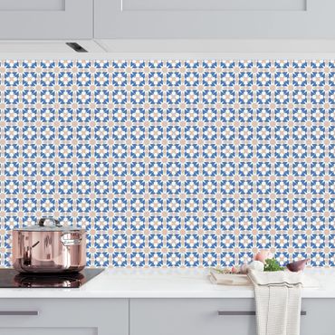 Küchenrückwand - Orientalisches Muster mit blauen Sternen
