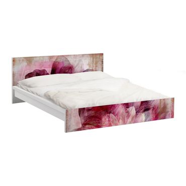 Möbelfolie für IKEA Malm Bett niedrig 180x200cm - Klebefolie Grunge Flower