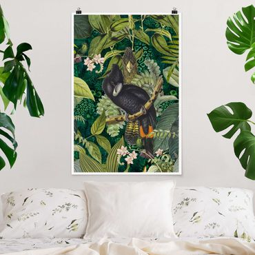 Poster - Bunte Collage - Kakadus im Dschungel - Hochformat 3:2