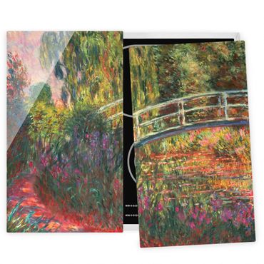 Herdabdeckplatte Glas - Claude Monet - Japanische Brücke im Garten von Giverny - 52x80cm