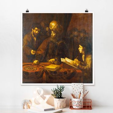 Poster - Rembrandt van Rijn - Gleichnis von Arbeitern - Quadrat 1:1