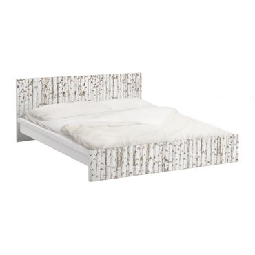 Möbelfolie für IKEA Malm Bett niedrig 180x200cm - Klebefolie No.YK15 Birkenwand